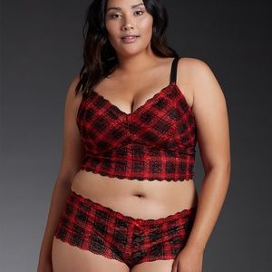 NWT Torrid red plaid lace cheeky panty plus 5X